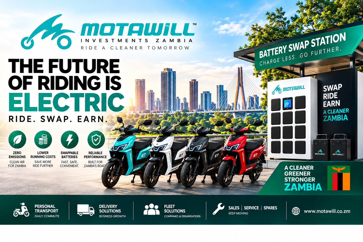 Motawill battery swap station and electric mobility
